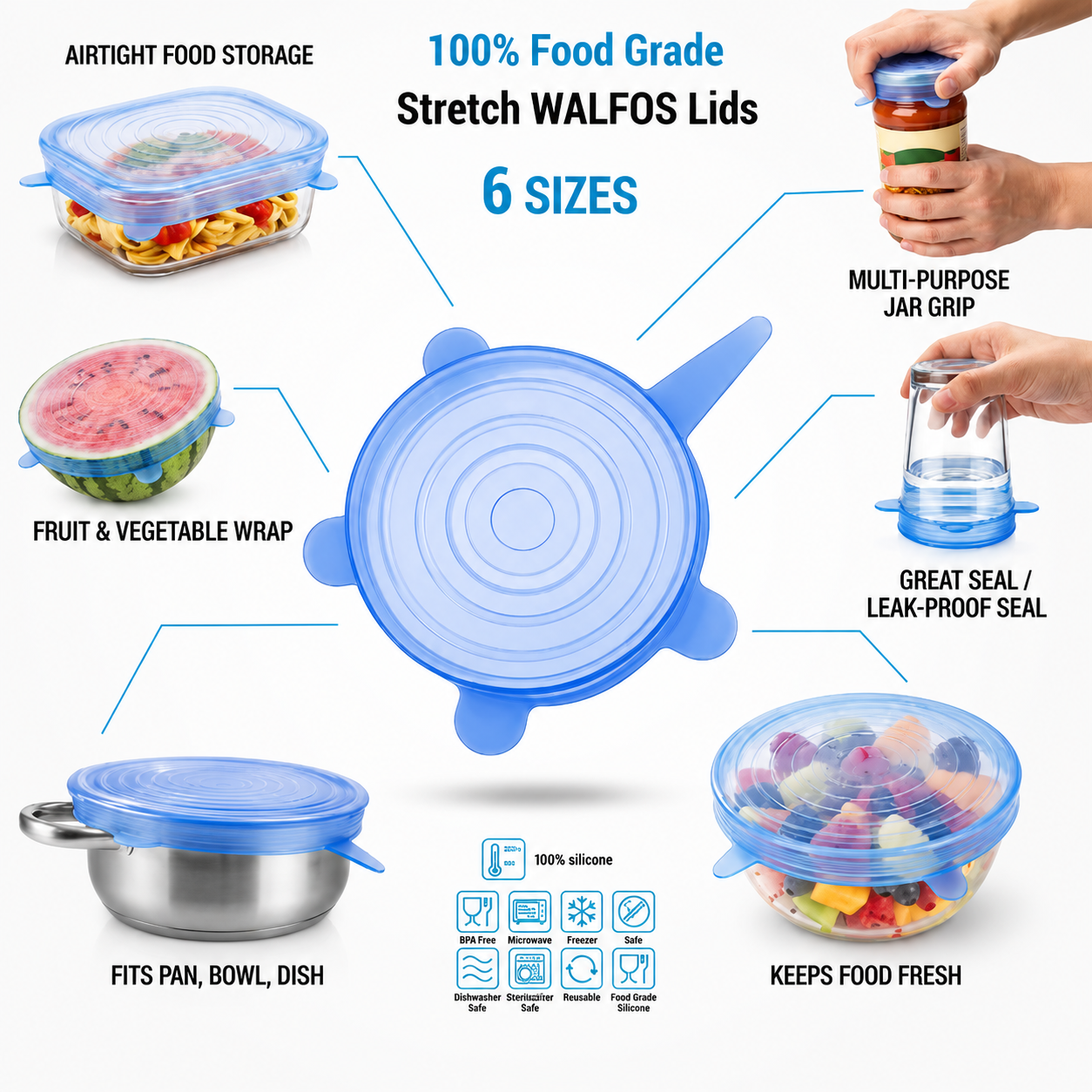 StretchLids – Airtight Food Covers | Leakproof Food Storage | Fridge & Microwave Safe